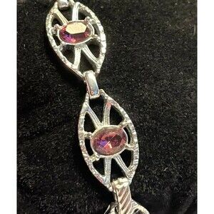 Coventry Bracelet Silver Tone Purple Pink Cut Stones Stunning